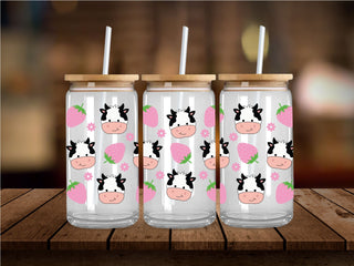 Strawberry Cow UV DTF 16oz Wrap