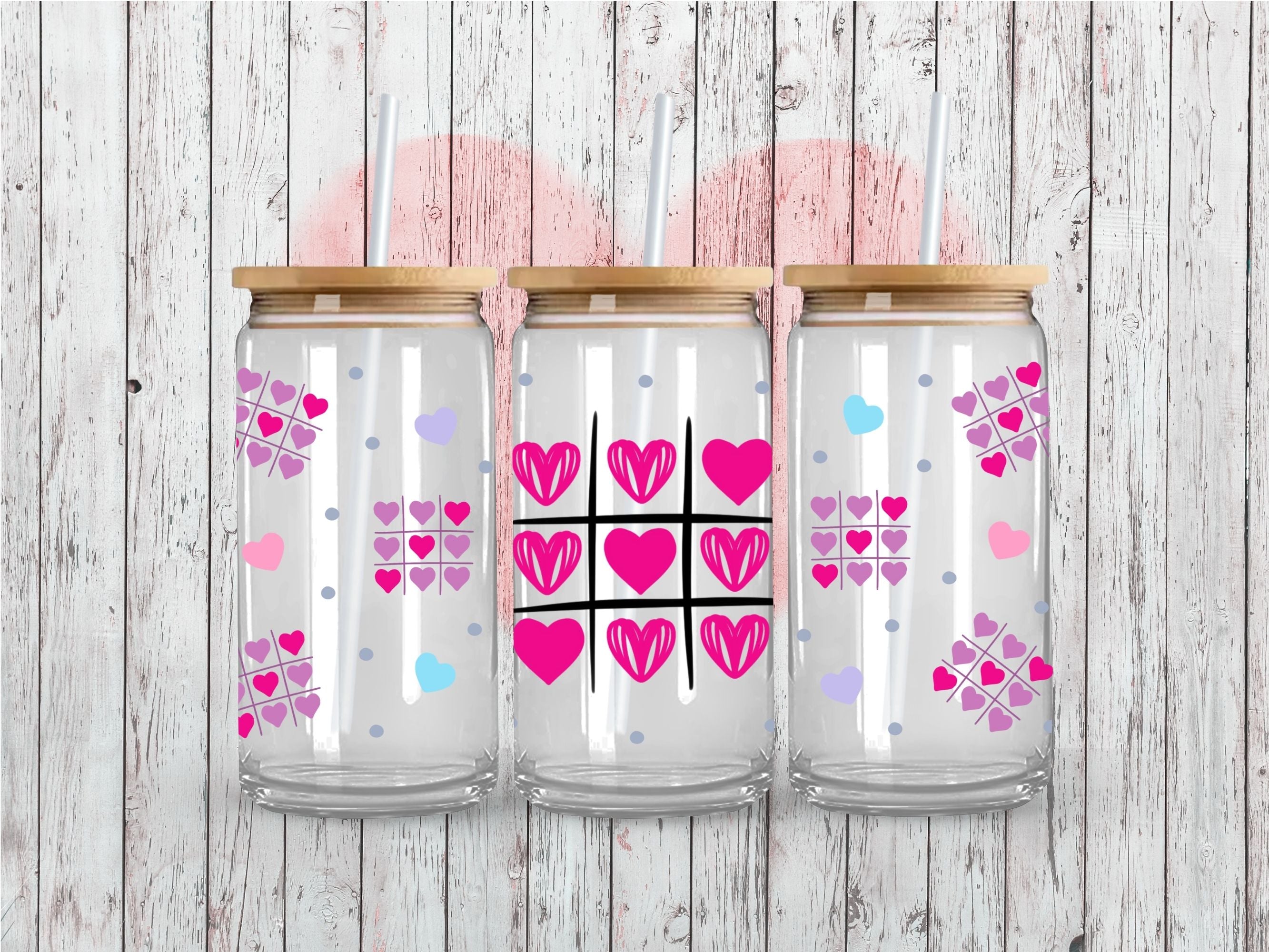 XO Heart Valentines UV DTF 16oz Wrap