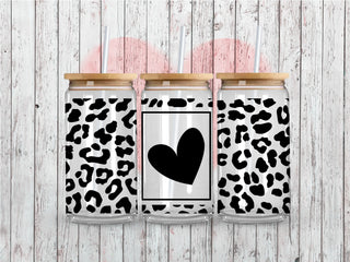 Cheetah Black Heart UV DTF 16oz
