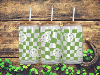 Smiley Checkered UV DTF 16oz Wrap