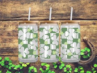 St. Patricks Day Retro Clover UV DTF 16oz Wrap