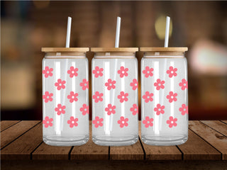 Pink Flowers UV DTF 16oz Wrap