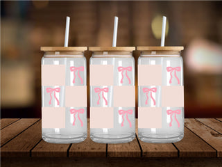Checkered and Bows UV DTF 16oz Wrap