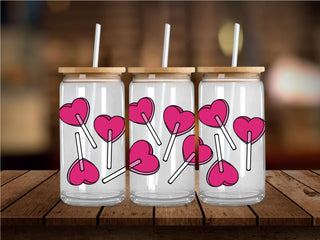 Heart Lollipops UV DTF 16oz Wrap