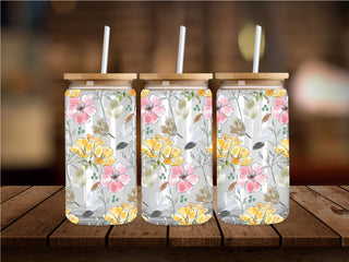 yellow and pink flower print