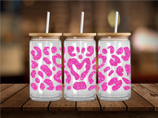 Glitter Pink Leopard UV DTF 16oz Wrap