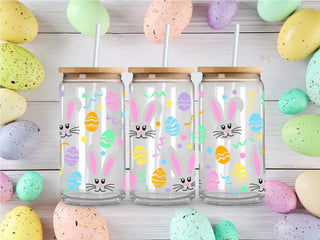 Bunny Faces And Eggs UV DTF 16oz Wrap