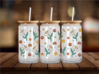 Retro Daisies UV DTF 16oz Wrap