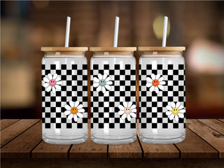 Checkered Flowers UV DTF 16oz Wrap
