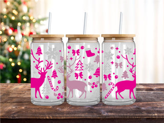Pink Reindeer UV DTF 16oz Wrap