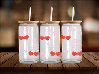 Cherry Coquette Hearts And Flowers UV DTF 16oz Wrap