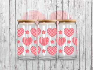Love Hearts Pink UV DTF 16oz Wrap