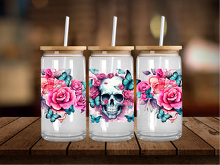 Flowers Butterflies and Skulls 16 Oz Wrap