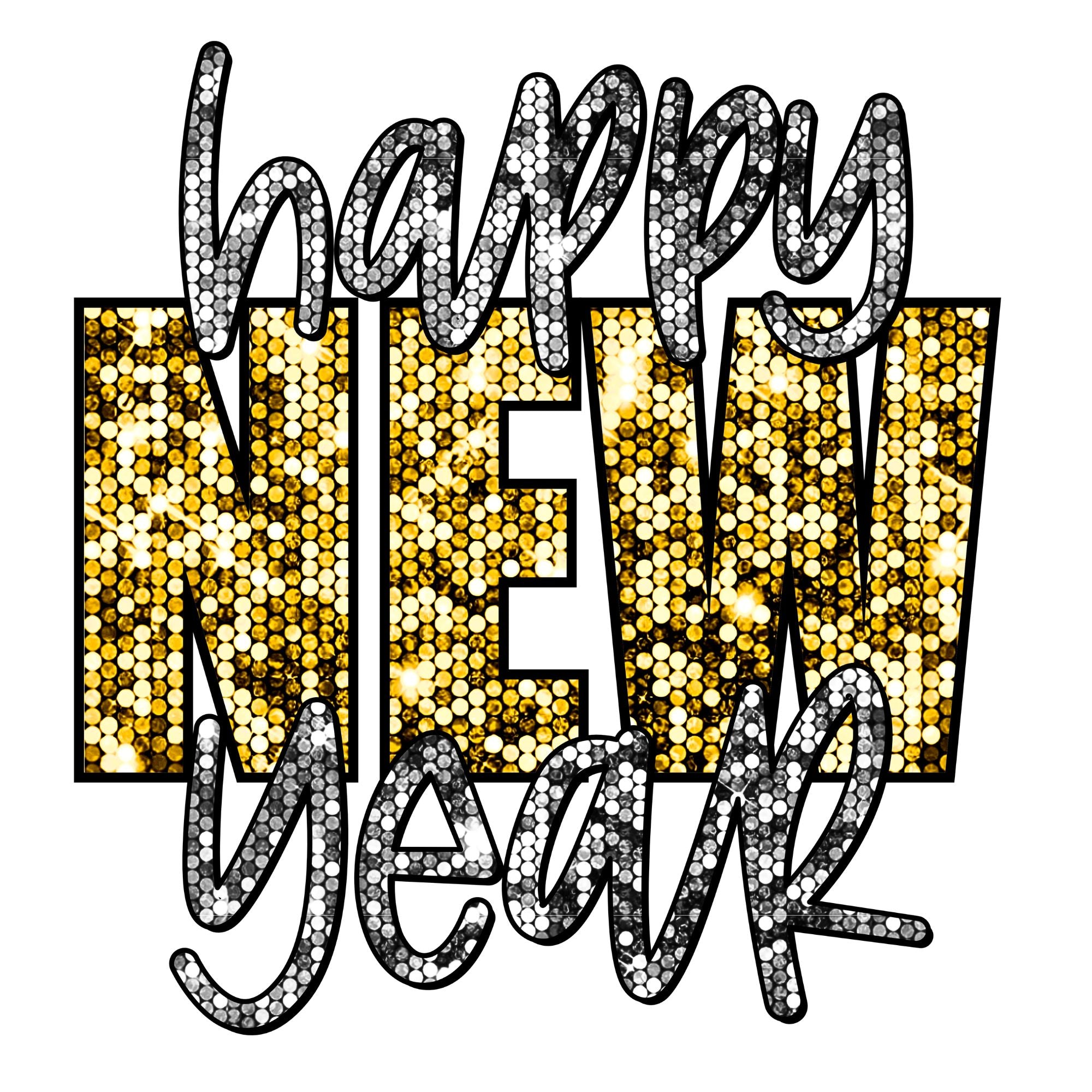 Happy New Year Gold Glitter U Press Transfers happy-new-year-gold-glitter-u-press-transfers