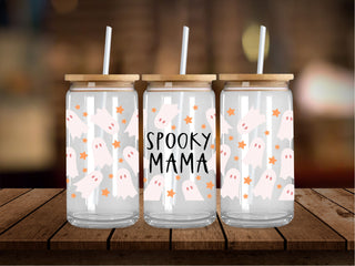 Spooky Mama Ghosts and Orange Stars 16 Oz Wrap