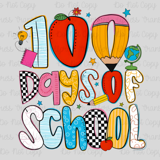 100 Days School Things Doodle