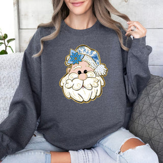 Blue Floral Santa