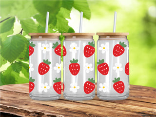 Strawberry Daisies UV DTF 16oz Wrap
