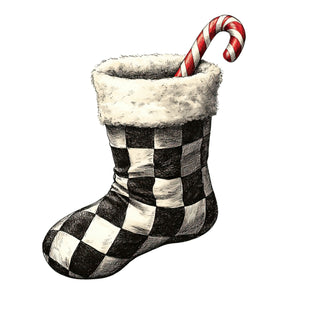 Checkered Stocking with Candy Cane