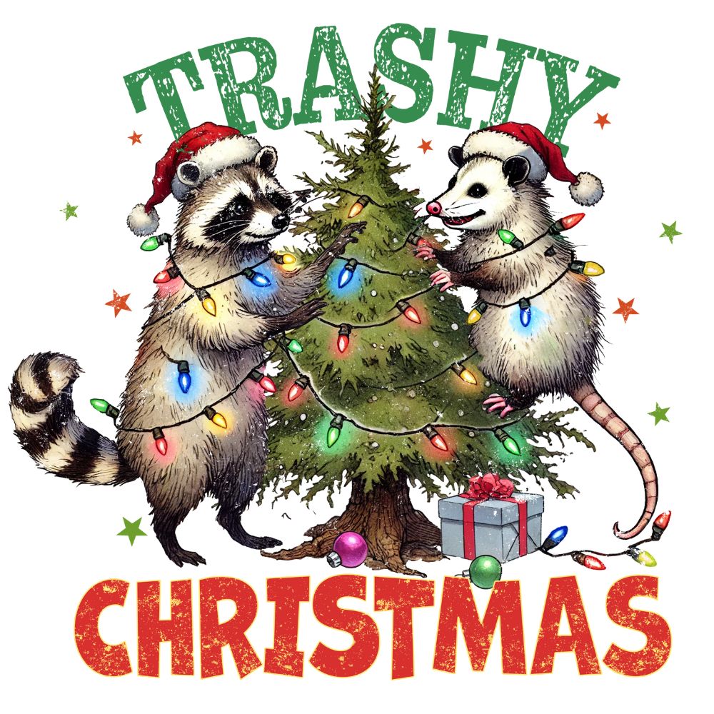 Trashy Christmas Racoons