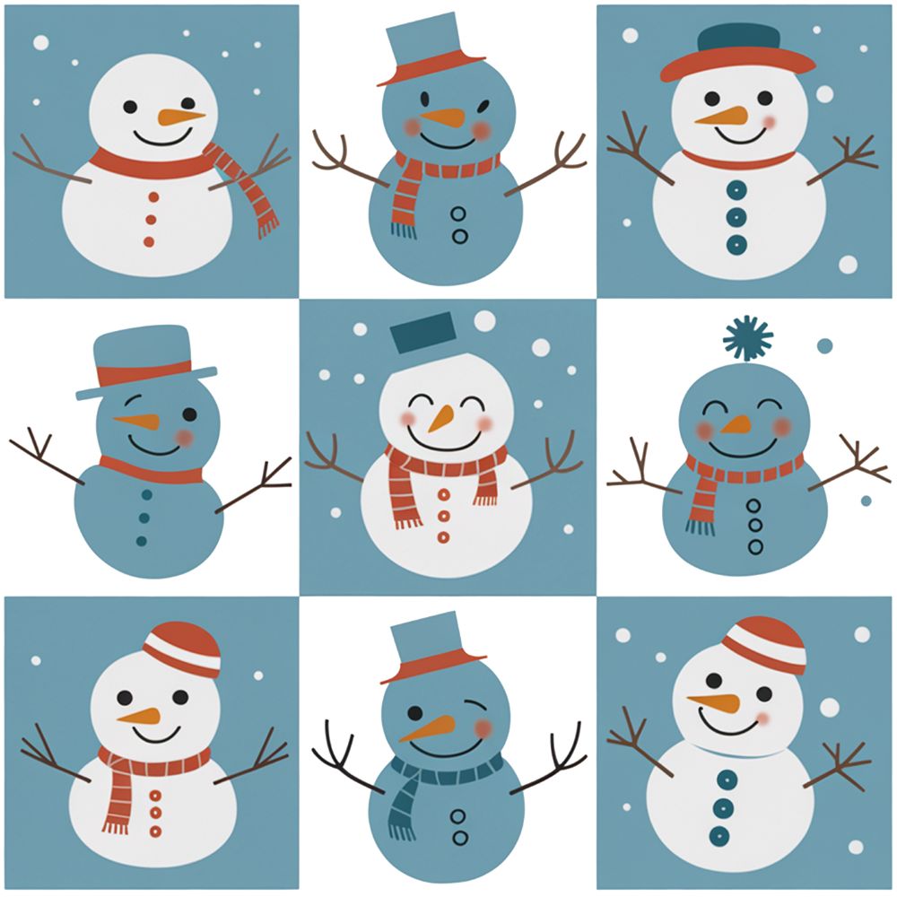 Retro Checkered Winter Snowman