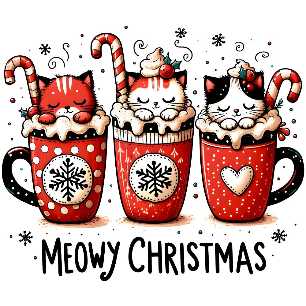 Meowy Christmas Cats In Cups
