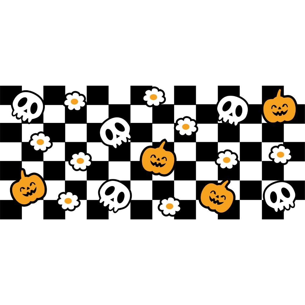 Checkered Halloween UV DTF 16oz Wrap