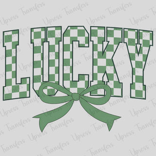 Retro Checkered Lucky St Patricks Day Coquette