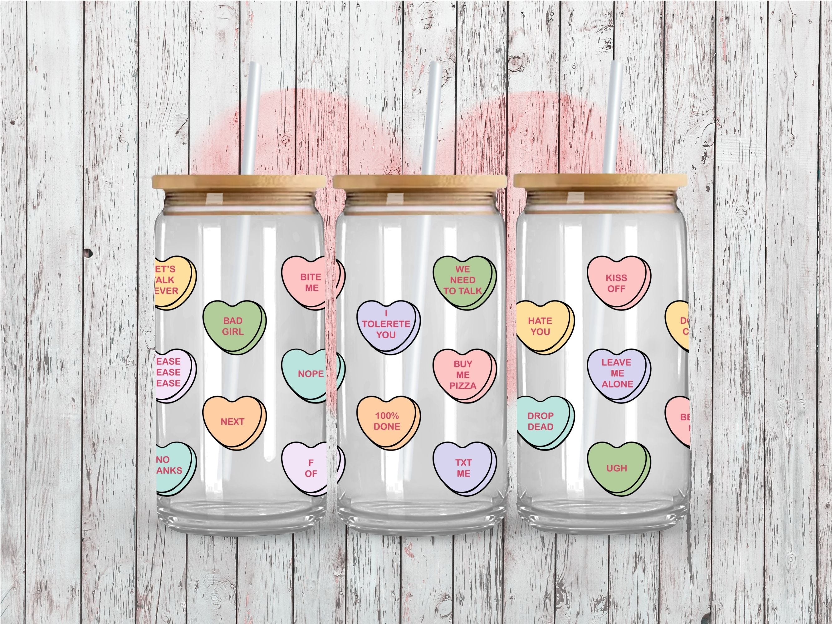 Candy Hearts UV DTF 16oz