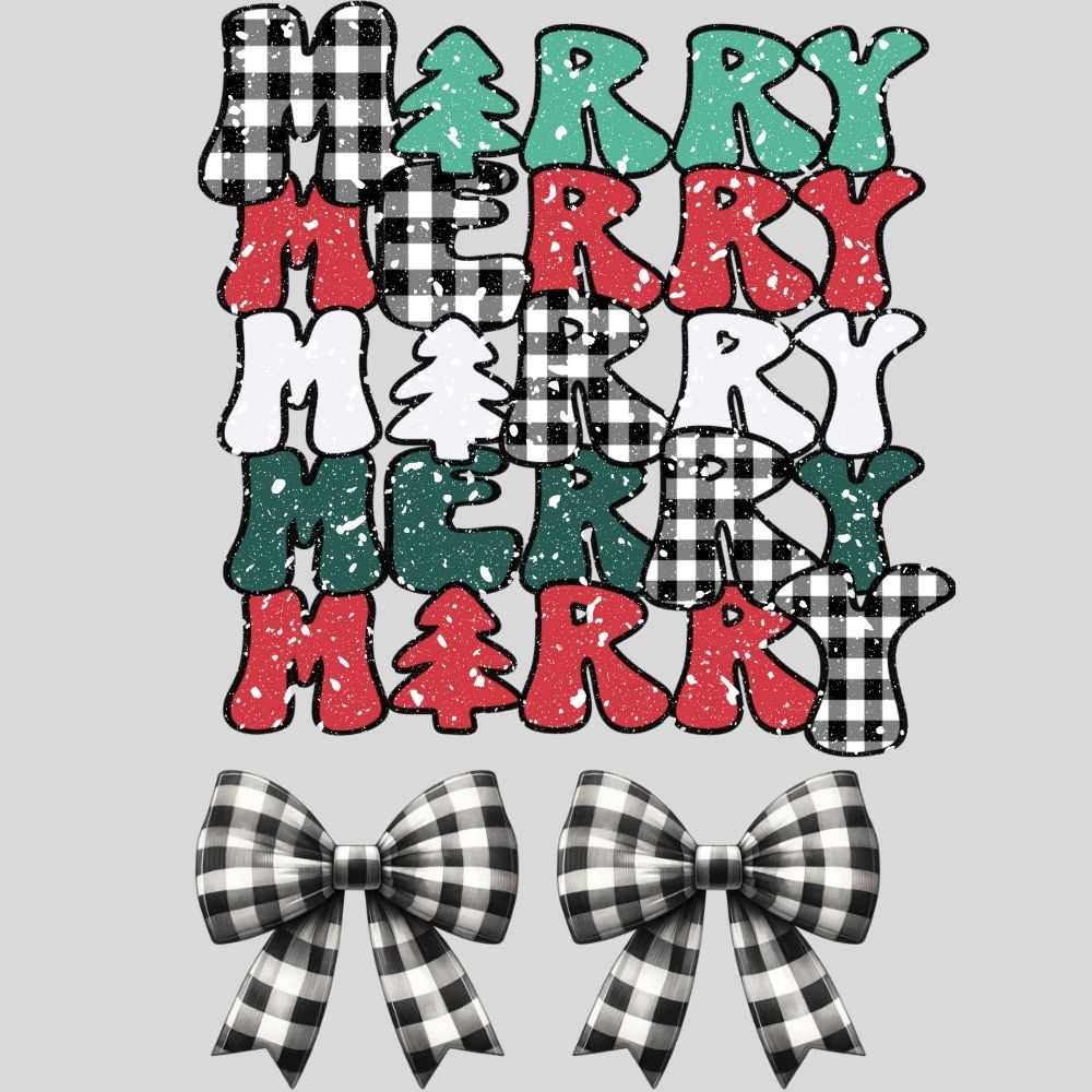 Retro Stacked Merry and Bows