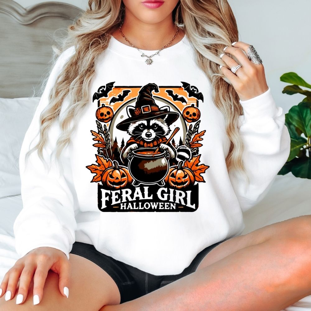 Feral Girl Halloween Witch Raccoon