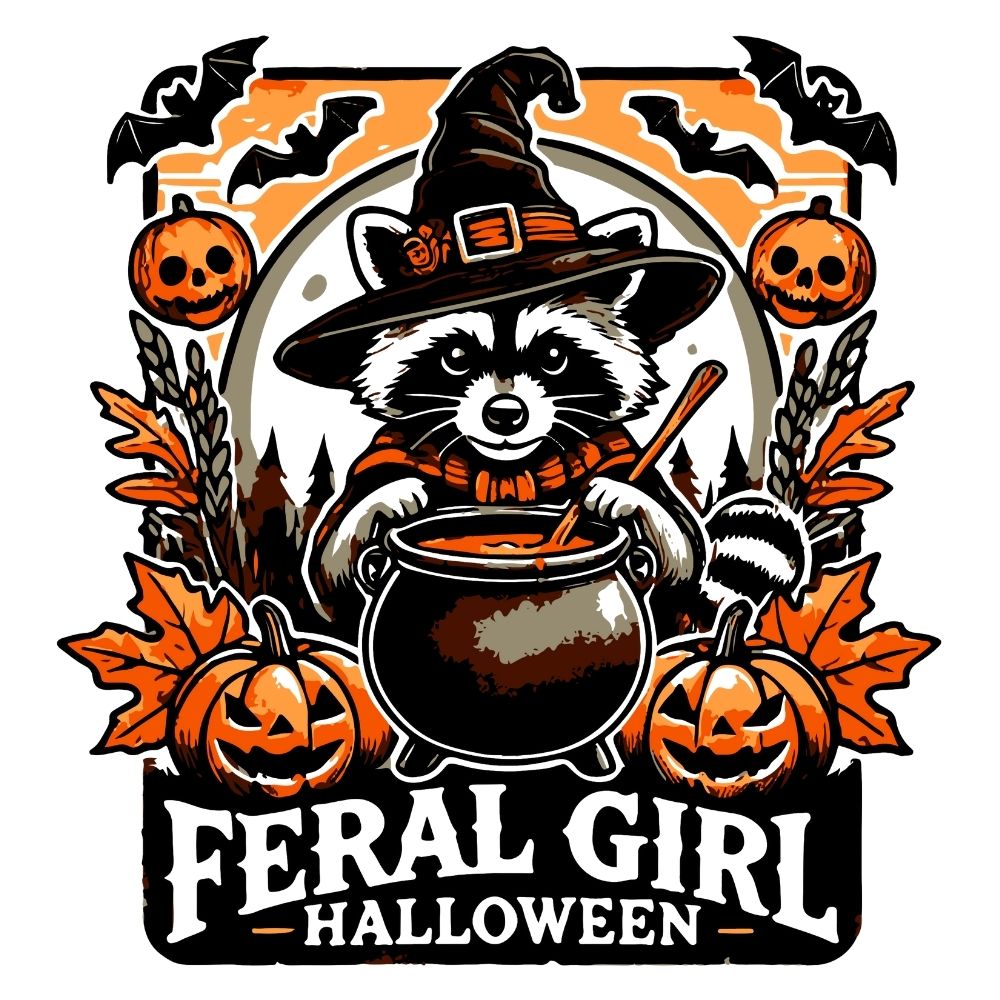 Feral Girl Halloween Witch Raccoon