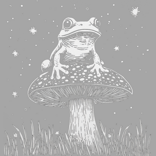 Night Toad On A Speckled Mushroom