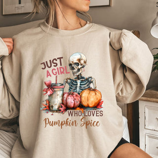 Just A Girl Who Loves Pumpkin Spice Skeleton