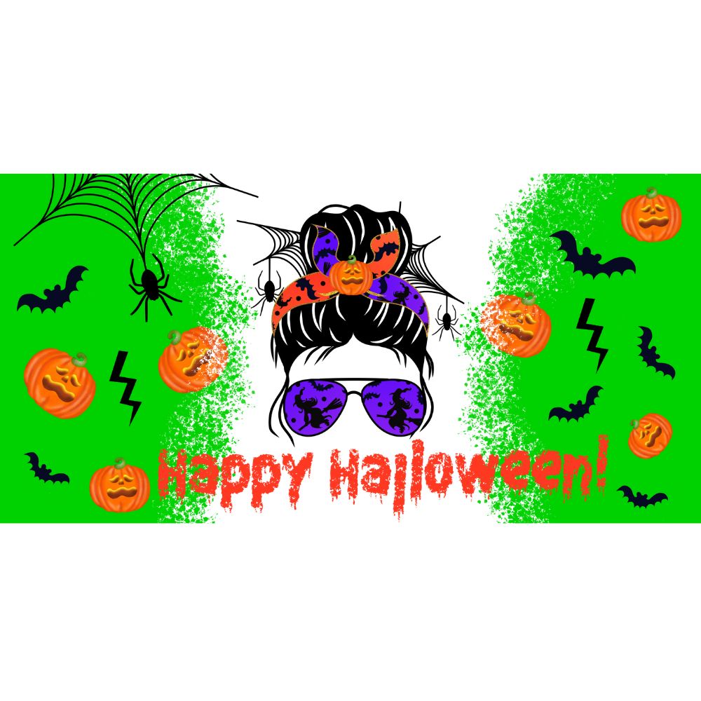 Happy Halloween Mom Bun UV DTF 16oz Wrap