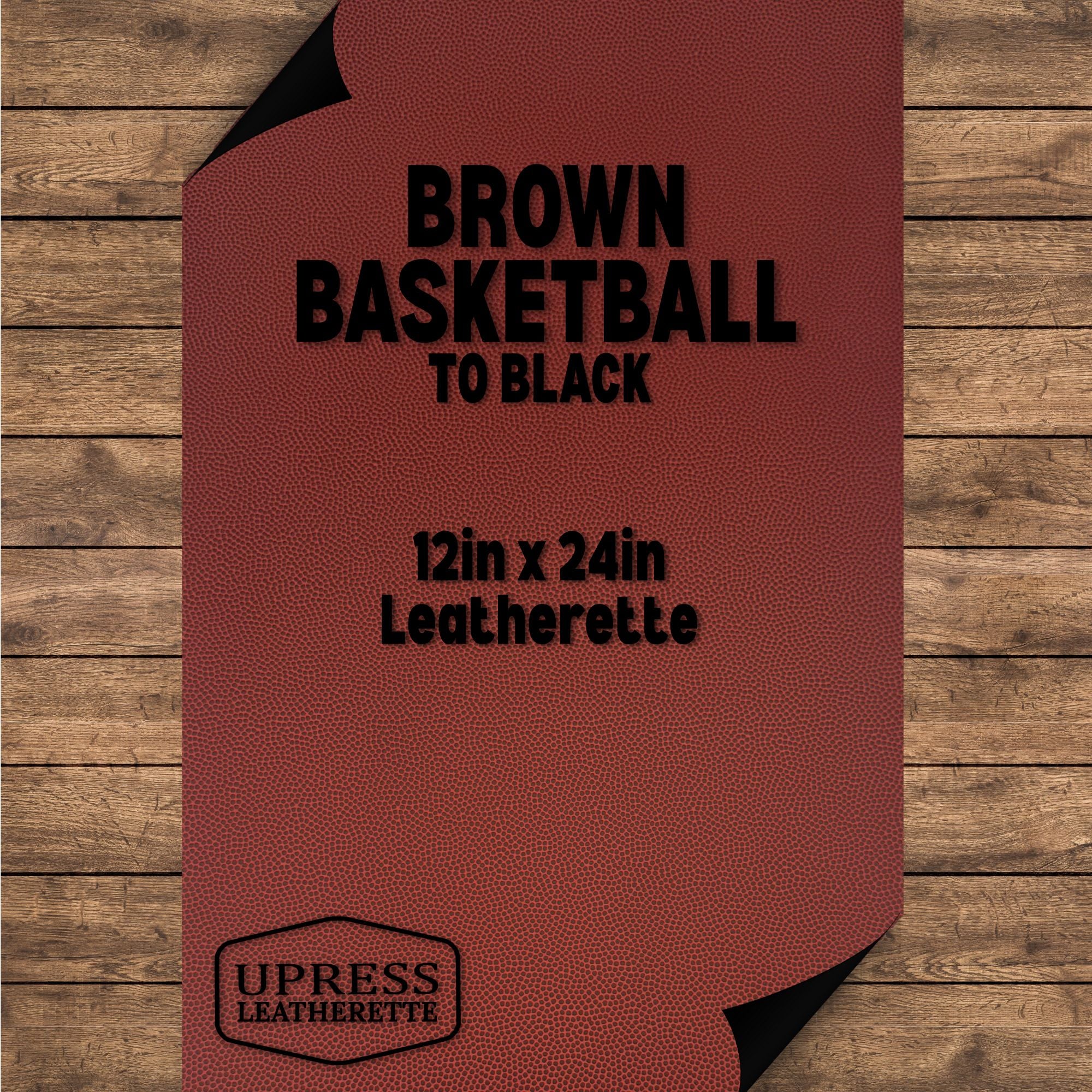 Brown Basketball/Black Leatherette Sheet (12x24)