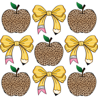 Apple Leopard Coquette Pencil Bow