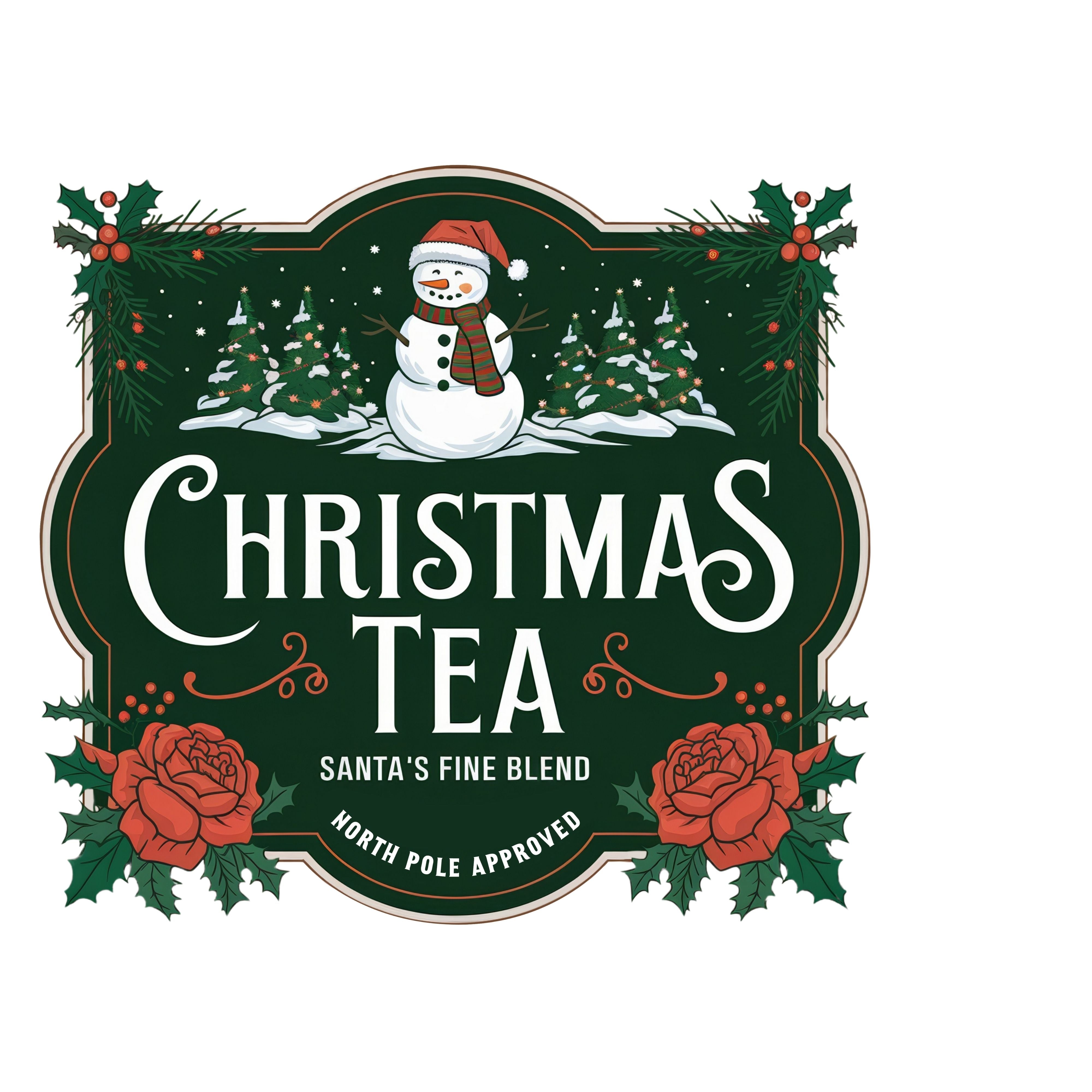 CHRISTMAS TEA STAMP GREEN