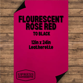 Fluorescent Rose Red/Black Leatherette Sheet (12x24)