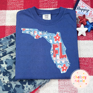 Florida - Red White and Blue (Hand Drawn PNG)