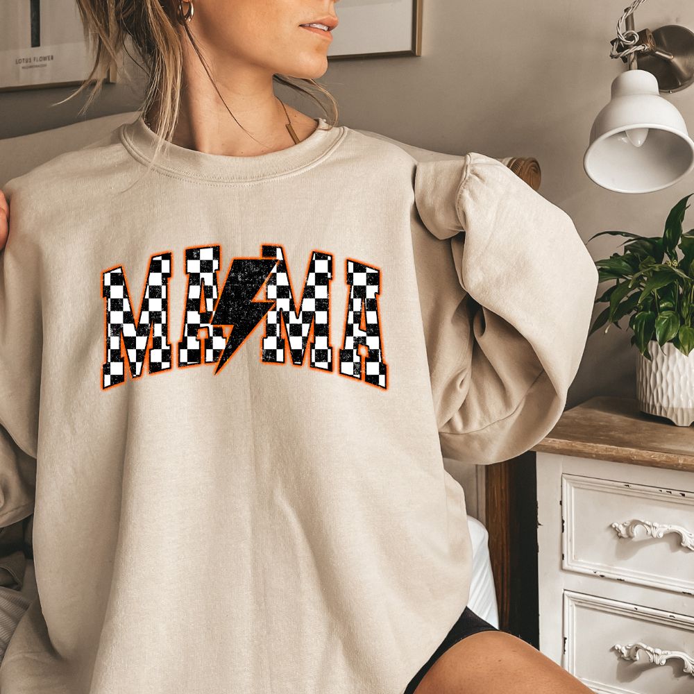 Orange Neon Checkered Mama
