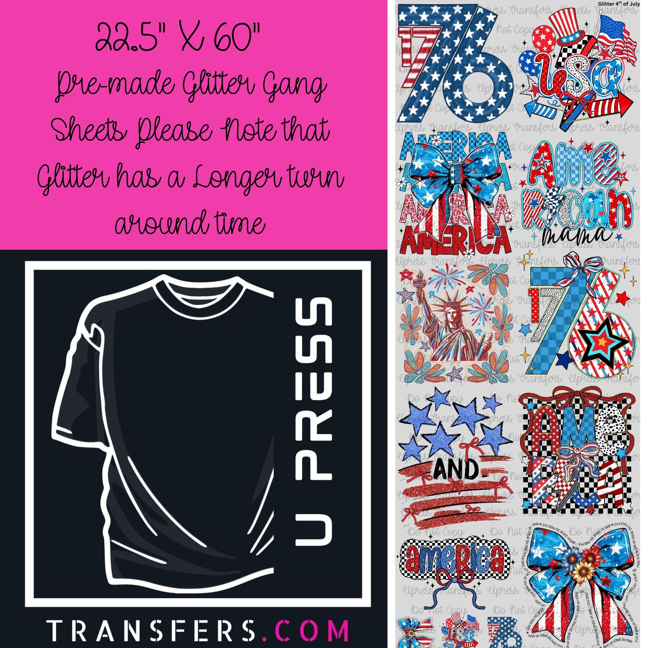 Glitter 4th Of July Glitter Gang Sheet