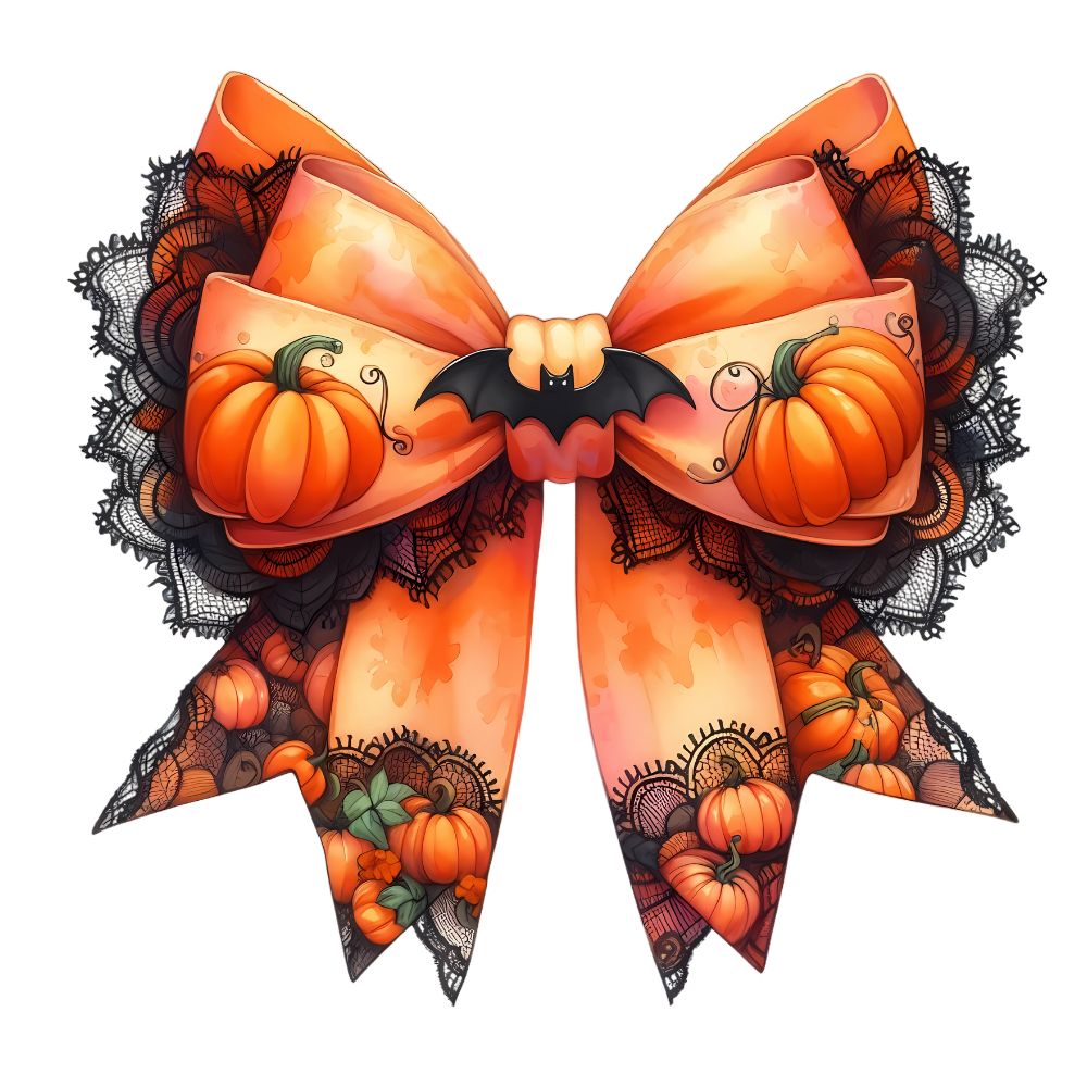 Orange with Bats Halloween Bow