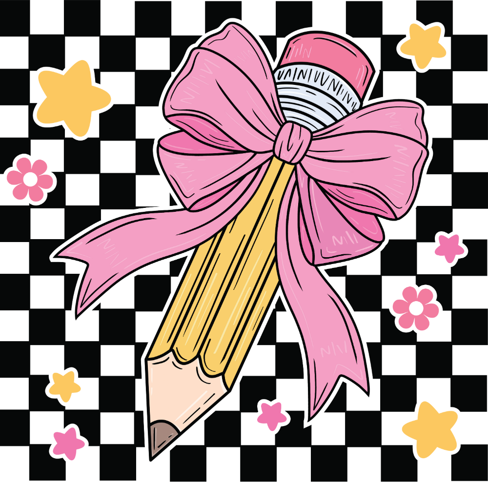 Pencil With Bow Checkered