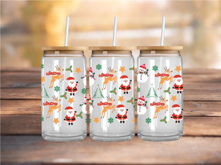 Reindeer and Santa UV DTF 16oz Wrap