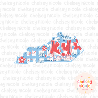 Kentucky - Red White and Blue (Hand Drawn PNG)