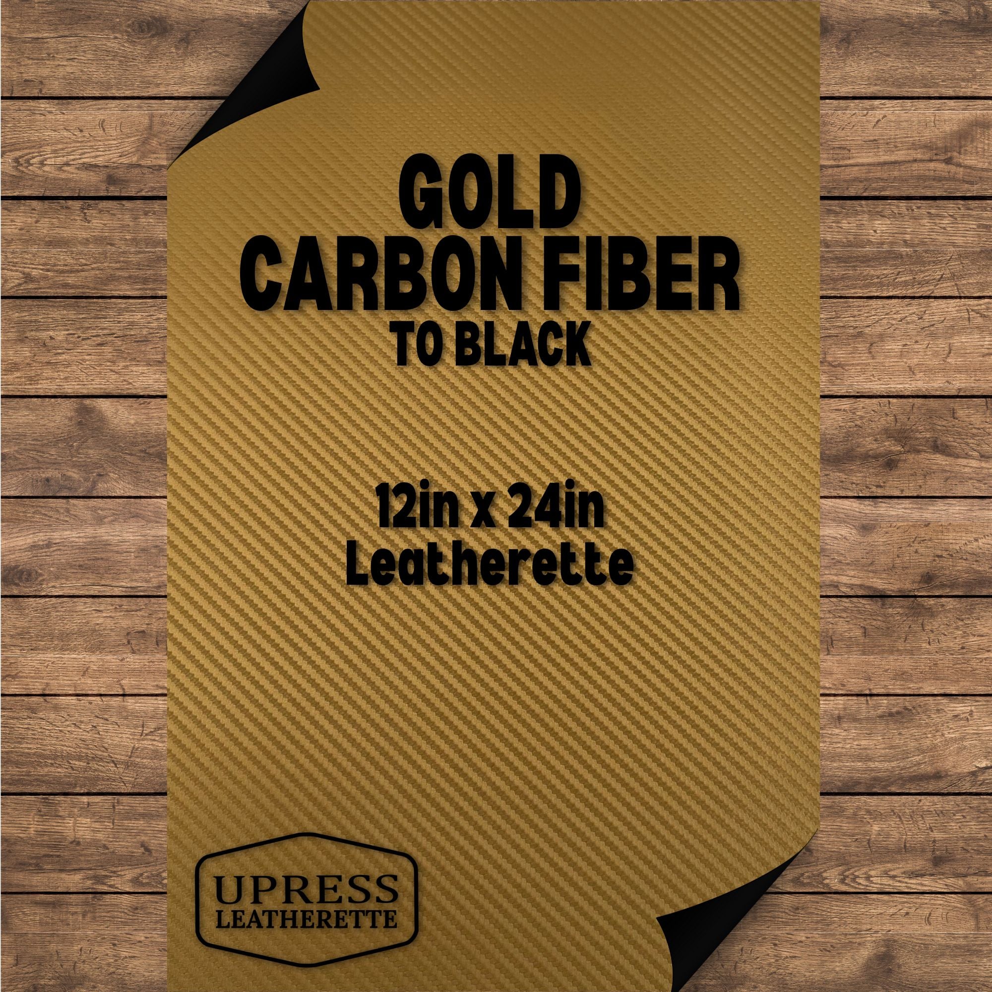 Gold Carbon Fiber/Black Leatherette Sheet (12x24)