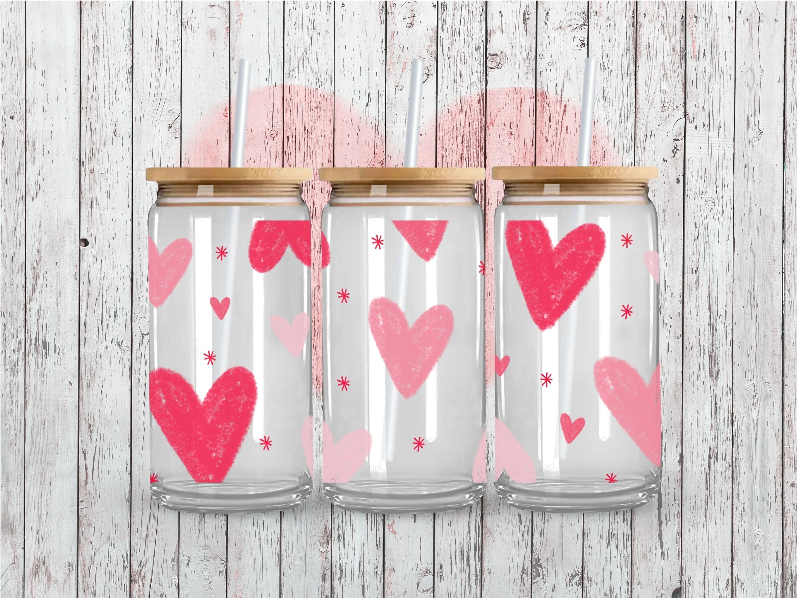Doodle Hearts UV DTF 16oz