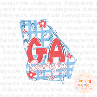 Georgia - Red White and Blue (Hand Drawn PNG)