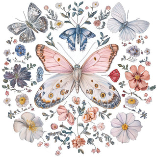 Pink Yellow And Blue Realistic Butterflies